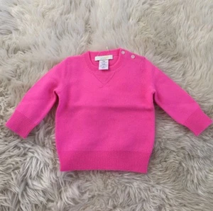NEW JCREW CREWCUTS COLLECTION CASHMERE SWEATER 6-9M NEON FLAMINGO $135 61181 - Picture 1 of 6