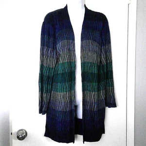 Chico's Gr. 2 vorne offen Cardigan Pullover blau & grün Baumwolle Viskose Mischung EUC L - Bild 1 von 4