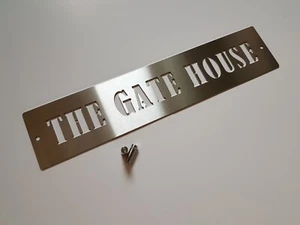 Customizable Laser Cut 2mm Thick Brushed Stainless Steel House Name Sign - Picture 1 of 10
