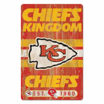 NFL Kansas City Chiefs Slogan Wood Sign Holzschild Holz Kingdom Deko Football