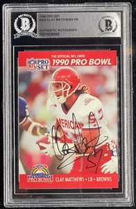 Clay Matthews "Pro Bowl" 1990 Pro Set Signed Autographed Rookie Card Beckett BGS