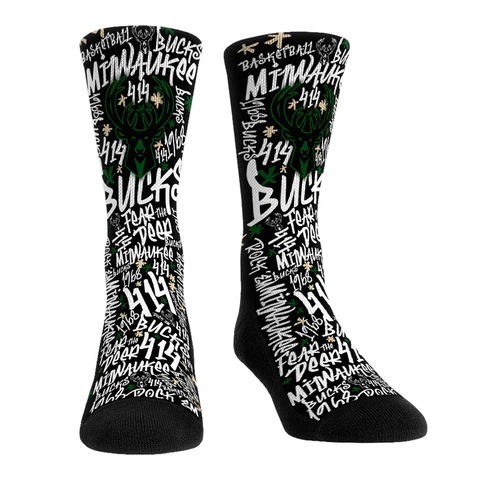 Unisex Rock Em Socks Milwaukee Bucks Graffiti Crew Socks Cover