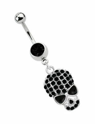 Piercing Ombelicale Gioiello Banana Con Zirconia + Ciondolo Teschio Funky - Immagine 1 di 2