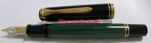Penna stilografica Discontinue logo Pelikan M800 verde a righe nere 18k RARA - Foto 1 di 4