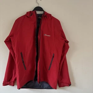 Mens Red Berghaus Hydroshell Lightweight Hooded Waterproof Jacket (Size S - Picture 1 of 10