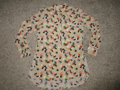 Vestido de seda AKRIS PUNTO Memphis Bell estampado al aire talla 8 túnica manga larga cremallera frontal Foto 1 de 4