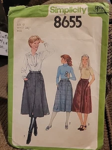 8655 Vtg 12 Simplicity Sewing Pattern Misses Front Button Skirt Gathered Waist - Picture 1 of 4