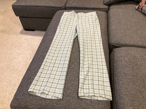 Vtg 70s Retro Plaid Pants  32” x 31” High Rise Flare No Iron - Picture 1 of 14