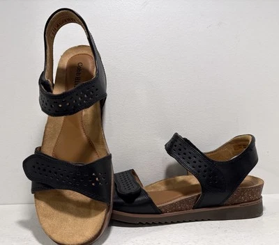 Sandalia negra con correa Cobb Hill May Wave para mujer talla 7,5 tacón de cuña corcho nueva sin caja Foto 1 de 4