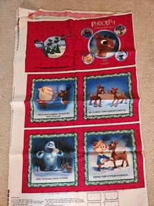 Fabric- Rudolphe Red Nose Reindeer Fabric Book Panels-6 Pages-35” X22” - Picture 1 of 4