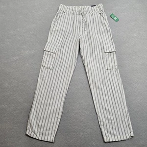 Gap Kids Easy Linen Pants Girls XXL 14/16 White Black Pinstriped Pockets Utility - Picture 1 of 12