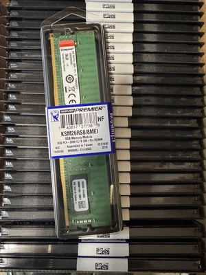 New Sealed LOT 25x 8GB DDR4 2666 MHz ECC REG RDIMM Server RAM 1Rx8 KSM26RS8/ME - Image 1 of 3
