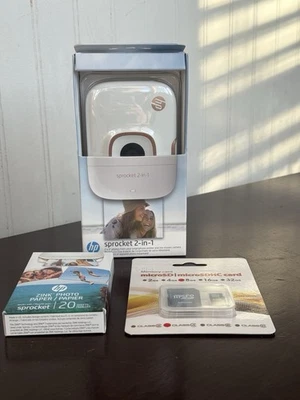 HP Sprocket 2 in 1 Printer and Instant Camera White 2fb96a NEW!!! Sealed! - Image 1 of 4