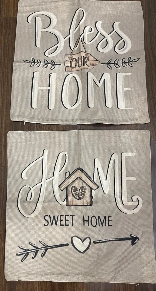 Set Of 2 Beautiful Heavy Weight Home Theme Cottage Style Throw Pillow Covers - Image 1 of 4