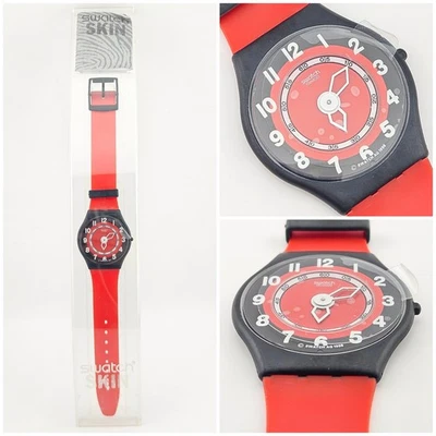 Swatch Skin Rosso Corsa SFB102 1996 Vintage NOS Red Black Swiss Made Watch - Immagine 1 di 4