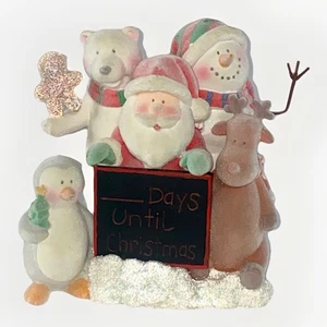 Pupazzo di neve Babbo Natale floccato vintage anni 90 conto alla rovescia avvento statuina Russ Berrie - Foto 1 di 12