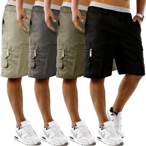 Pantalones Cortos Para Hombres Carga Combate Lisos Multi Bolsillo Cintura Elástica Ligeros M-3XL - Imagen 1 de 10