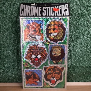 Vintage 80s Mark 1 Chrome Stickeres Big Cats Lions Leopard Tiger Prismatic - Picture 1 of 9