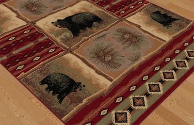 2x10 Red Bears Southwestern Cabin Nature Print Runner 6570 - Aprx 2' 7" x 9' 10" - Image 1 of 2