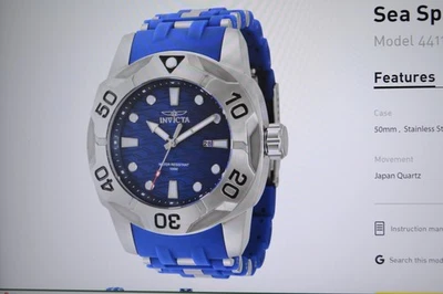 NOVO RELÓGIO 50mm INVICTA SEA SPIDER AZUL E PRATA 44115 MSRP $1.095. - Imagem 1 de 4