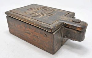 Antique Wooden Kitchenware Spice Box Original Old Hand Carved - Picture 1 of 8