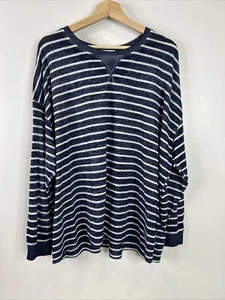 C&C California Size 2X Navy White Stripe Long Sleeve Causal Lightweight Tunic - Picture 1 of 18
