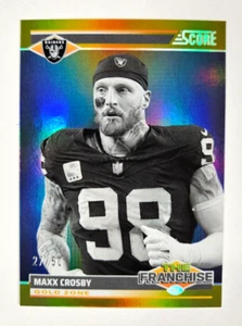 2024 PANINI SCORE FOOTBALL GOLD ZONE /50 THE FRANCHISE MAXX CROSBY LV RAIDERS - Picture 1 of 2