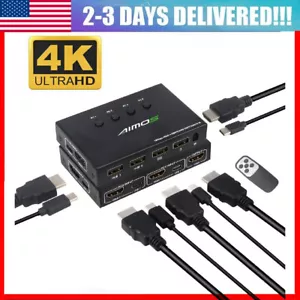 HDMI 4 Ports KVM Switch 4K@60Hz 4 In 1 Out USB Switch for 4 Computers Share US - Picture 1 of 10