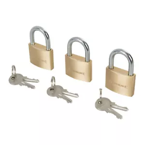 Candado de latón Silverline con llave para diferenciar 3 piezas candados de 40 mm - Imagen 1 de 1