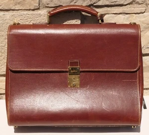 COLE HANN LEATHER TAN BRIEFCASE W/KEY - Picture 1 of 24