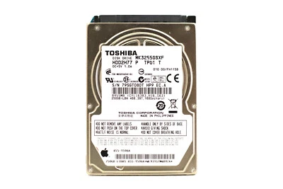 Toshiba MK3255GSXF 320GB 2.5" 3Gb/s 8MB 5.4K RPM SATA Hard Drive P/N: HDD2H77 - Image 1 of 3