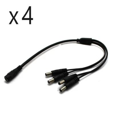 4 Pack - 4 Way Channel DC Power Splitter Adapter Cable for CCTV Security Camera - Image 1 of 4