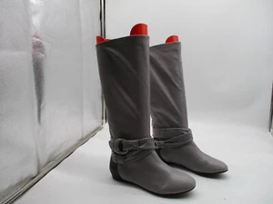 B. Makowsky Leather BFREBAY Gray & Black Slouchy Boots Women's Size 6.5 M - Picture 1 of 9