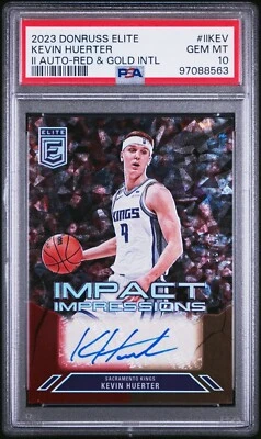2023 Donruss Elite Kevin Huerter Red&Gold Intl Auto #'d 9/10 (Uni Match) PSA 10 - Image 1 of 4