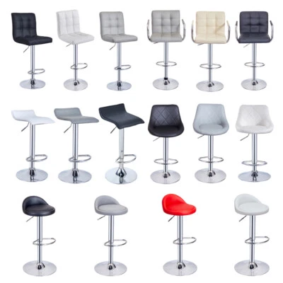2x Bar Stools Gas Lift Swivel Stools Home Breakfast Pub Counter Chair PU Leather - Image 1 of 4