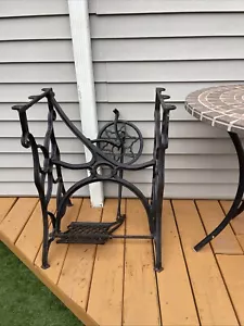 Antique Singer Mother Pearl Treadle Sewing Machine Cast Iron Base Stand Table - Picture 1 of 13