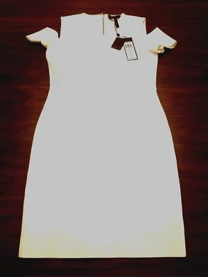 BCBG Maxazria Dress Women's M White Monicka Cold Shoulder Knit Body-Con $298 NWT - Image 1 of 4