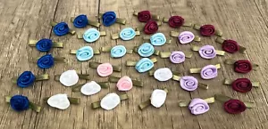 36 Mix Colors Assorted Satin Ribbon Roses Flowers Appliques Sewing Scrapbooking - Picture 1 of 3