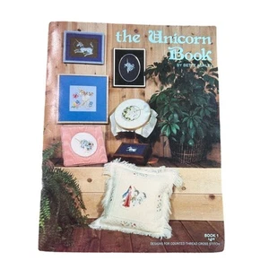 Vintage Needlepoint Craft and Wall Art pattern book 80s 12 design- unicorns - Picture 1 of 6