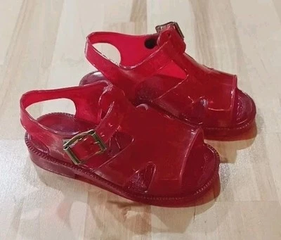 Vintage 1980s Jelly Sandal Shoes Toddler Size 5 Red Lizzie Mcguire Style Y2K - Image 1 of 4