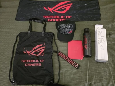 Asus ROG Republic of Gamers Elite Rewards Hat Tumbler Banner Notebook Backpack - Image 1 of 4