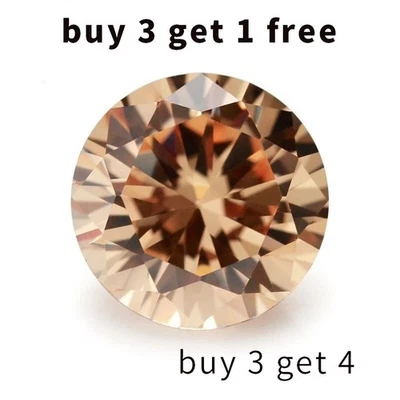 AAAAA Champagne 12MM 8.08CT Round Faceted CZ Cut Shape VVS Loose Gemstones - Image 1 of 4