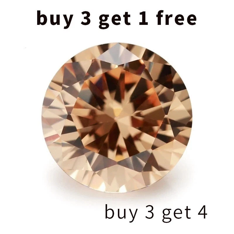 AAAAA Champagne 12MM 8.08CT Round Faceted CZ Cut Shape VVS Loose Gemstones - Image 1 of 4
