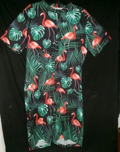 Men's One Piece Romper Jumpsuit Shorts Hawaiian Flamingo Size 2XL Worn Once - Picture 1 of 6