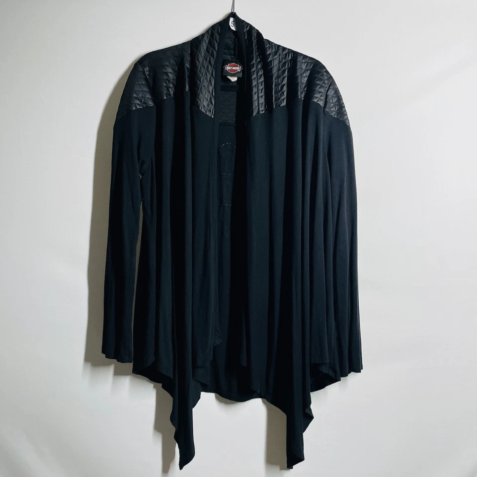 Suéter cárdigan acolchado delantero abierto negro Harley Davidson para mujer talla XL/2XL Foto 1 de 4