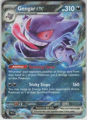 Pokemon Gengar ex - 104/162 SV05: Temporal Forces Double Rare NM - Image 1 of 2