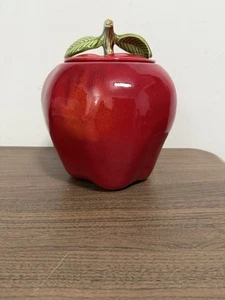 Vintage California Pottery Large 11” Shiny Red Apple Cookie Jar 8214 - Picture 1 of 6