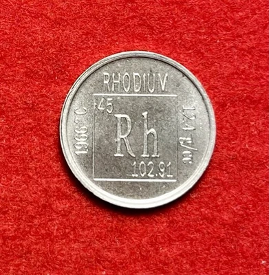 Moneda de 5,3 Gramos de Rodio .999 Fina - SERIE METALLIUM THE ELEMENTS - ¡MUY RARA! Foto 1 de 4