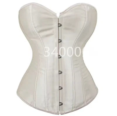 Women Sexy Lace Up Boned Overbust Corset Satin Victorian Bustier Bodyshaper Tops - Image 1 of 4