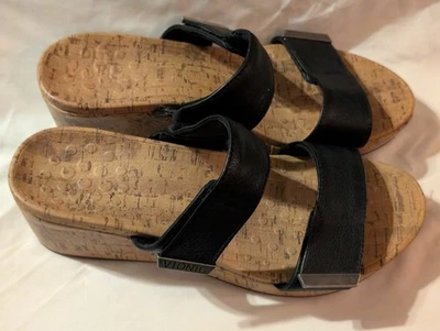 Sandalias de cuña VIONIC con plataforma de 2 correas negras pimienta para mujer talla 11/43 EU Foto 1 de 4